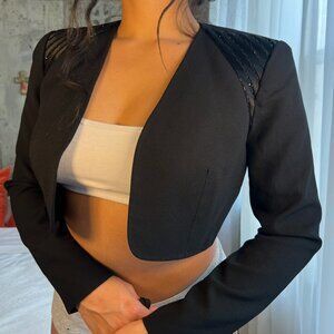 womens vintage black rimini cropped beaded blazer